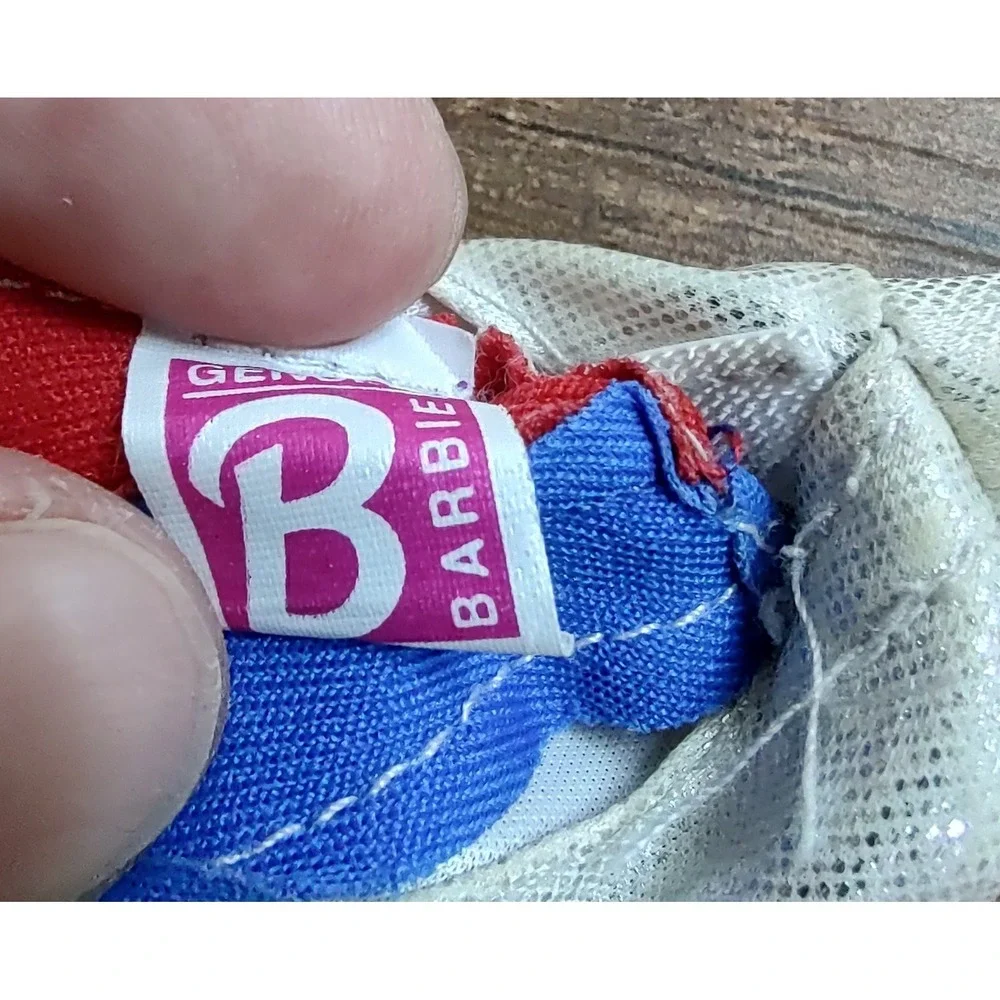 Barbie Doll Swimsuit USA Olympics One Piece Silver Red Blue Shimmery Z32